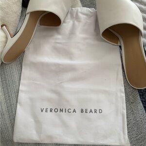 Veronica Beard Cream Open-Toe Mules
